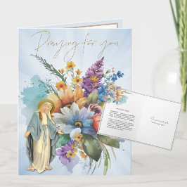 Blommigt VIRGIN MARY Memorare Prayer Kort