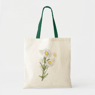 Blommigt Vit Daisy Flower Mönster Canvas Totebag Tygkasse