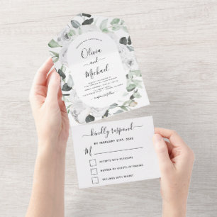 Blommigt Vit ros Eucalyptus Bröllop OSA