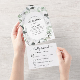 Blommigt Vit ros Eucalyptus Bröllop OSA