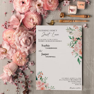 Blommigt Vita ingenting Finare Just Kärlek Bröllo Inbjudningar