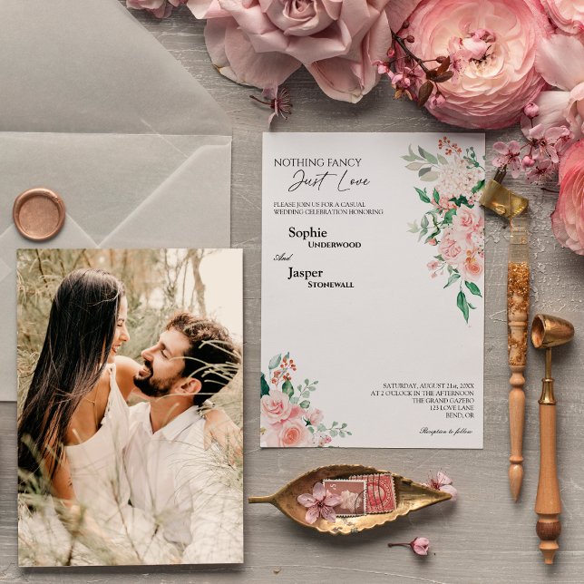  Blommigt Vita inget Finare Photo Bröllop Inbjudningar (Skapare uppladdad)