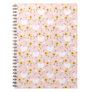Blommigt Vita klick på Rosa bärbar dator Anteckningsbok