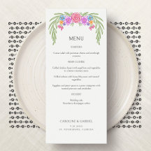 Blommigt Vivid Fiesta Bröllop Menu