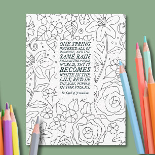 Blommigt Vuxen Coloring Saint Quote Postcard Vykort
