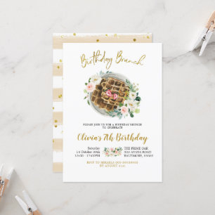 Blommigt Waffle Birthday Brunch-inbjudan Inbjudningar