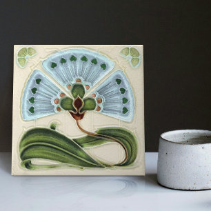 Blommigt Wall Decor Art nouveau Vintage Deco Kakelplatta