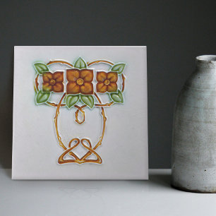 Blommigt Wall Decor Art nouveau Vintage Deco Kakelplatta