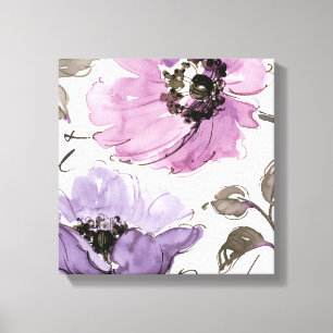 Blommigt Waltz Plum Watercolor Flowers Canvastryck