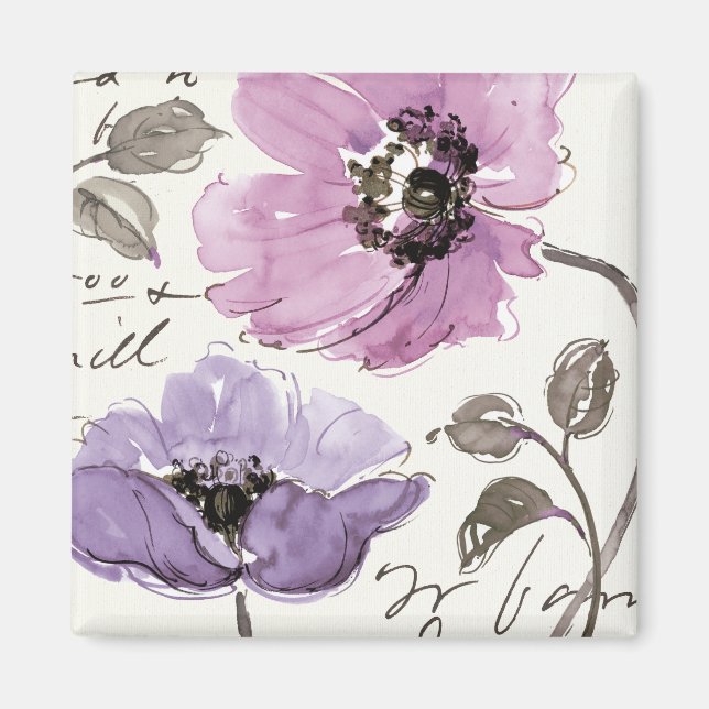 Blommigt Waltz Plum Watercolor Flowers Magnet (Framsidan)
