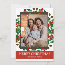 Blommigt WAN-Elegant - Julfoto i familjen Julkort