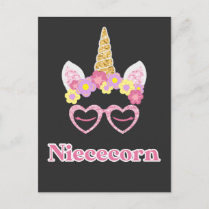 Blommigt WAN Heart Unicorn Niece Vykort
