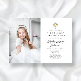 Blommigt WAN Kor Photo Girl First Communion Inbjudningar