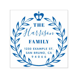 Blommigt WAN & Krona Family Namn Returadress Självfärgande Stämpel