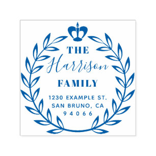 Blommigt WAN & Krona Family Namn Returadress Självfärgande Stämpel