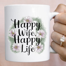 Blommigt WAN Lycklig Maka, Lycklig Life Mugg