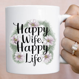 Blommigt WAN Lycklig Maka, Lycklig Life Mugg
