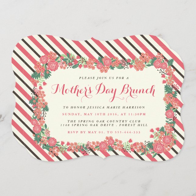 Blommigt WAN Mors dag Brunch Inbjudningar (Fram/baksida)