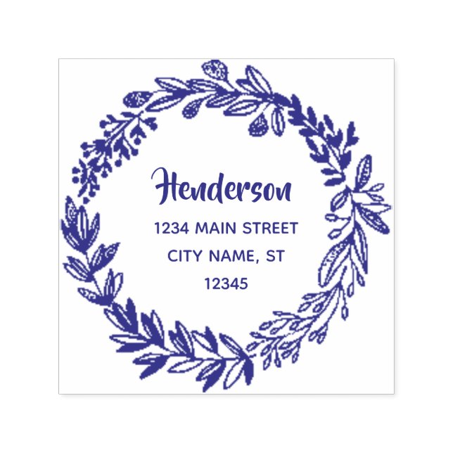 Blommigt WAN-Returadressen Namn Självfärgande Stämpel (Design)