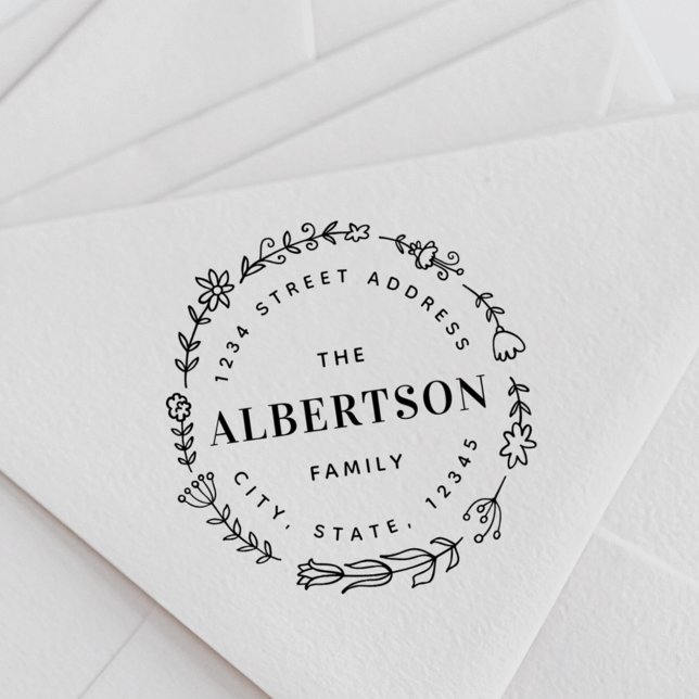 Blommigt WAN-Returadressen Namn Självfärgande Stämpel (Skapare uppladdad)