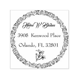 Blommigt WAN-Returadressen Namn Självfärgande Stämpel