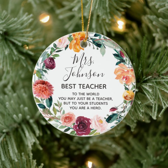 Blommigt Wand Best Teacher-prydnadsämne Julgransprydnad Keramik (Träd)