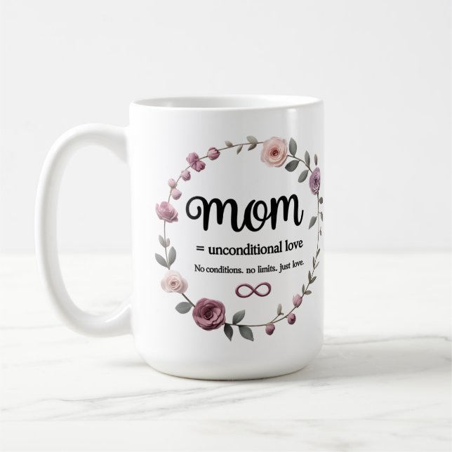 Blommigt Wand Magic Mugg - Mamma, Infinite Kärlek (Vänster)