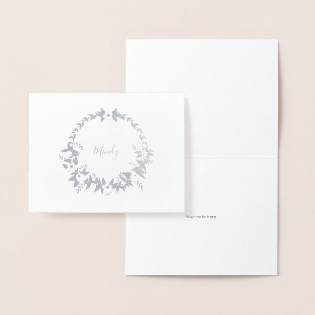 Blommigt Wandeans Namn Stationery Folierat Kort (Display)