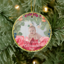 Blommigt Wandefaux guld glitter poinsettia ro