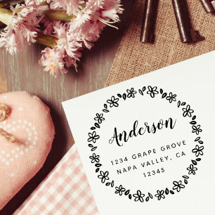 Blommigt WandeScript-familjen Namn Returadress Självfärgande Stämpel