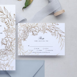 Blommigt WandeWhite Black Emerald Guld Bröllop OSA Kort