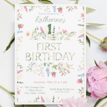 Blommigt Watercolor Alphabet ABC Birthday-inbjudan