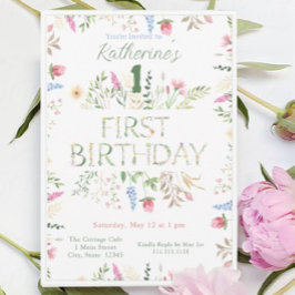 Blommigt Watercolor Alphabet ABC Birthday-inbjudan Inbjudningar