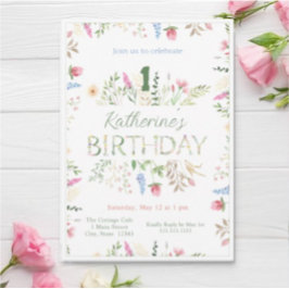 Blommigt Watercolor Alphabet ABC Birthday Inbjudningar