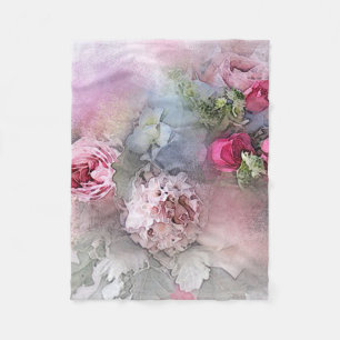 Blommigt Watercolor Art Rosor Flowers Modern Trend Fleecefilt