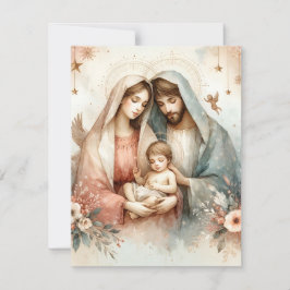 Blommigt Watercolor Baby Jesus Printable Cardstock Inbjudningar