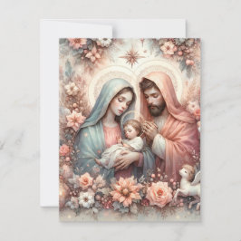 Blommigt Watercolor Baby Jesus utskrivbar Papper Inbjudningar