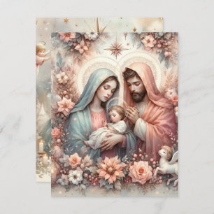 Blommigt Watercolor Baby Jesus utskrivbar Papper Inbjudningar