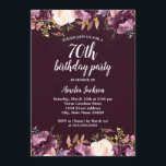 Blommigt Watercolor Bloom Lila 70:e Födelsedagsfes Inbjudningar<br><div class="desc">Mer söt Blommigt Birthday Bjud i Little Bayleigh Store!</div>