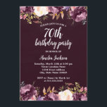 Blommigt Watercolor Bloom Lila 70:e Födelsedagsfes Inbjudningar<br><div class="desc">Mer söt Blommigt Birthday Bjud i Little Bayleigh Store!</div>