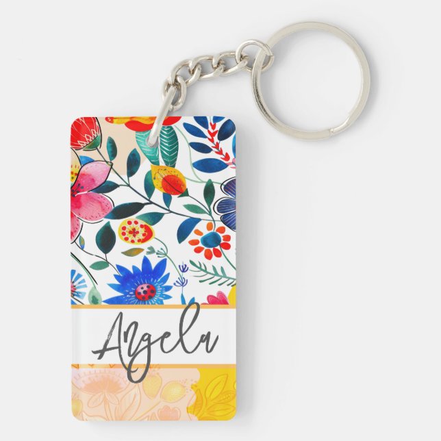 Blommigt Watercolor Boho Colorful Keepsak (Baksidan)