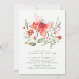 Blommigt Watercolor Botanical Bröllop Inbjudningar