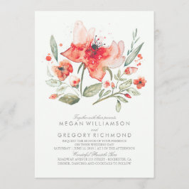 Blommigt Watercolor Botanical Bröllop Inbjudningar
