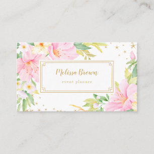 Blommigt Watercolor Botanical Rosa Event Planner Visitkort