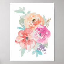 Blommigt Watercolor Bouquet Poster I