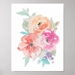 Blommigt Watercolor Bouquet Poster I