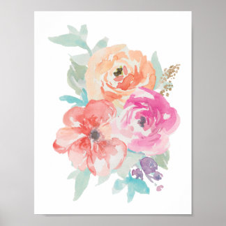 Blommigt Watercolor Bouquet Poster I