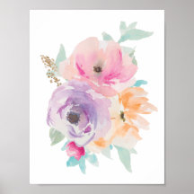 Blommigt Watercolor Bouquet Poster II