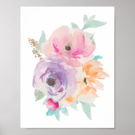 Blommigt Watercolor Bouquet Poster II