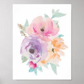 Blommigt Watercolor Bouquet Poster II